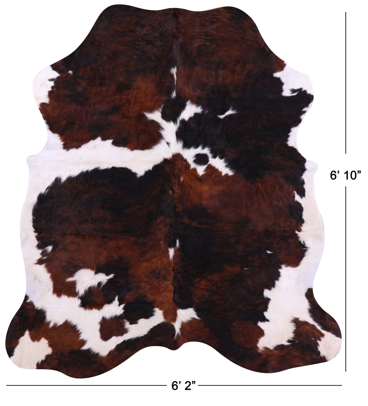 Tricolor Natural Cowhide Rug - Large 6'10"H x 6'2"W