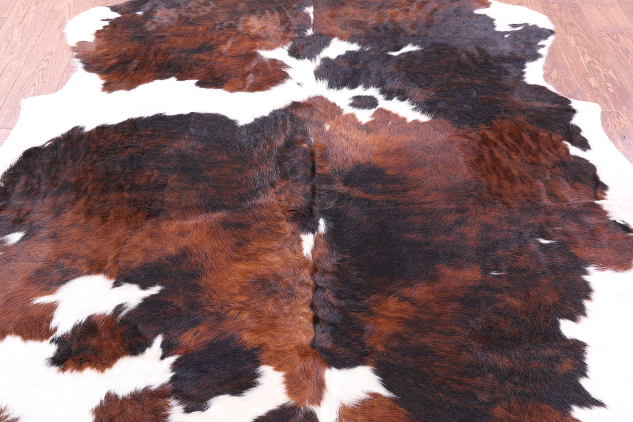 Tricolor Natural Cowhide Rug - Medium 6'10"H x 6'2"W