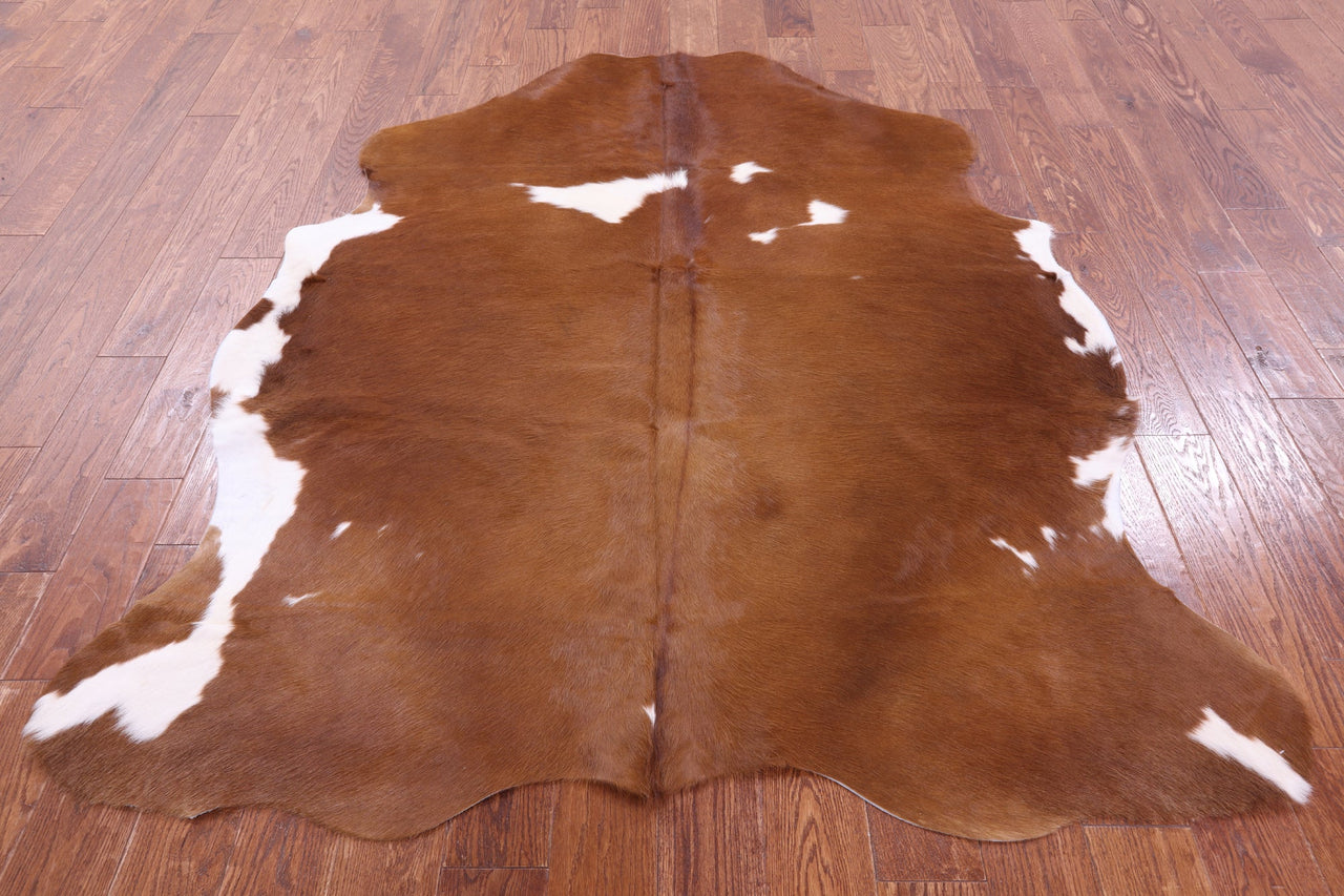 Brown & White Natural Cowhide Rug - Large 6'6"H x 5'6"W