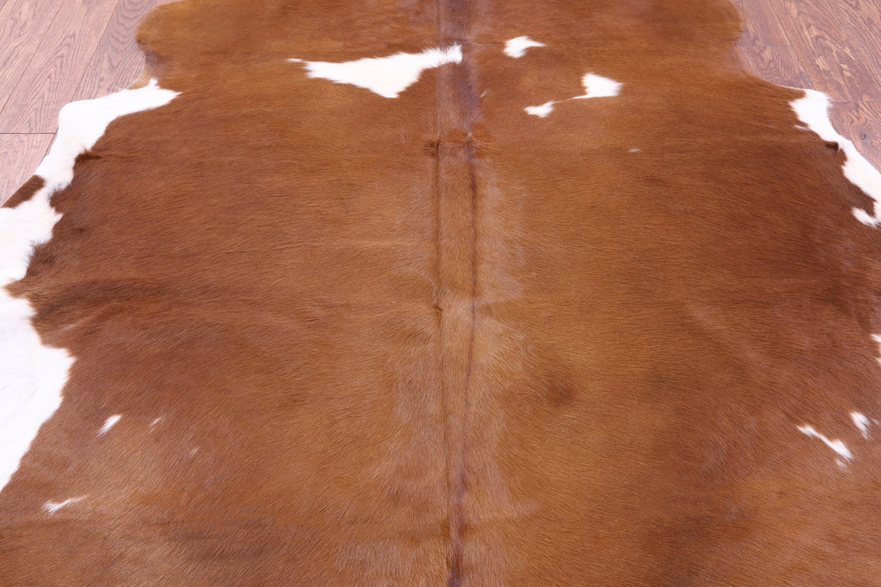 Brown & White Natural Cowhide Rug - Large 6'6"H x 5'6"W