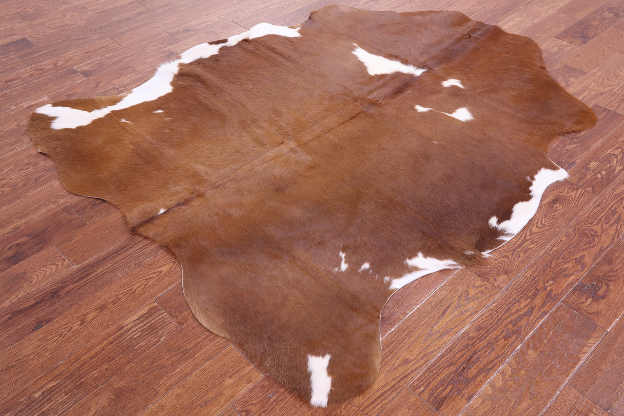 Brown & White Natural Cowhide Rug - Large 6'6"H x 5'6"W