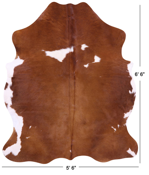 Brown & White Natural Cowhide Rug - Large 6'6