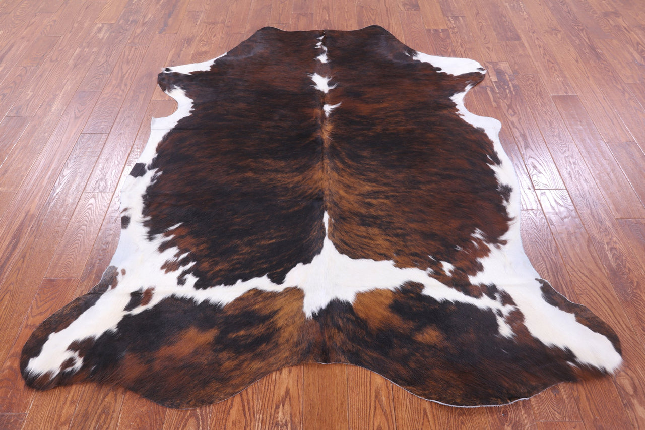 Brindle Tricolor Natural Cowhide Rug - Large 6'9"H x 5'11"W