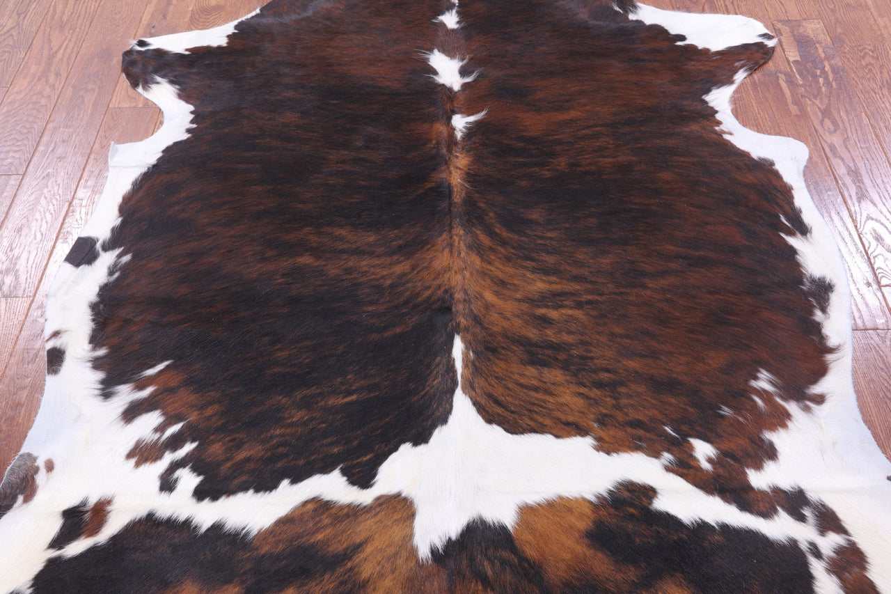 Brindle Tricolor Natural Cowhide Rug - Large 6'9"H x 5'11"W