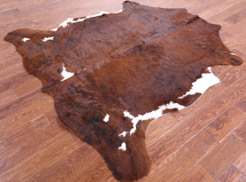 Brown & White Natural Cowhide Rug - Large 6'4