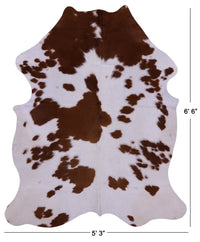 Thumbnail for Brown & White Natural Cowhide Rug - Medium 6'6