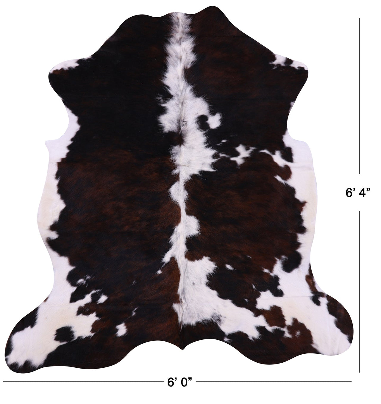 Tricolor Natural Cowhide Rug - Large 6'4"H x 6'0"W