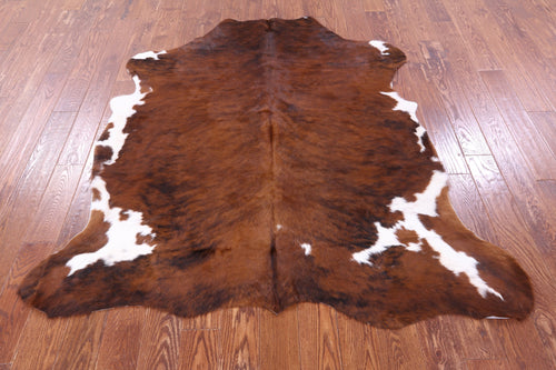 Brown & White Natural Cowhide Rug - Large 6'4