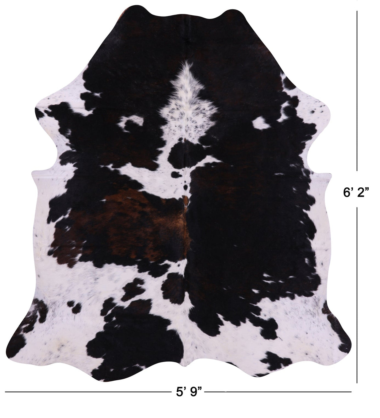 Black & White Natural Cowhide Rug - Medium 6'2"H x 5'9"W