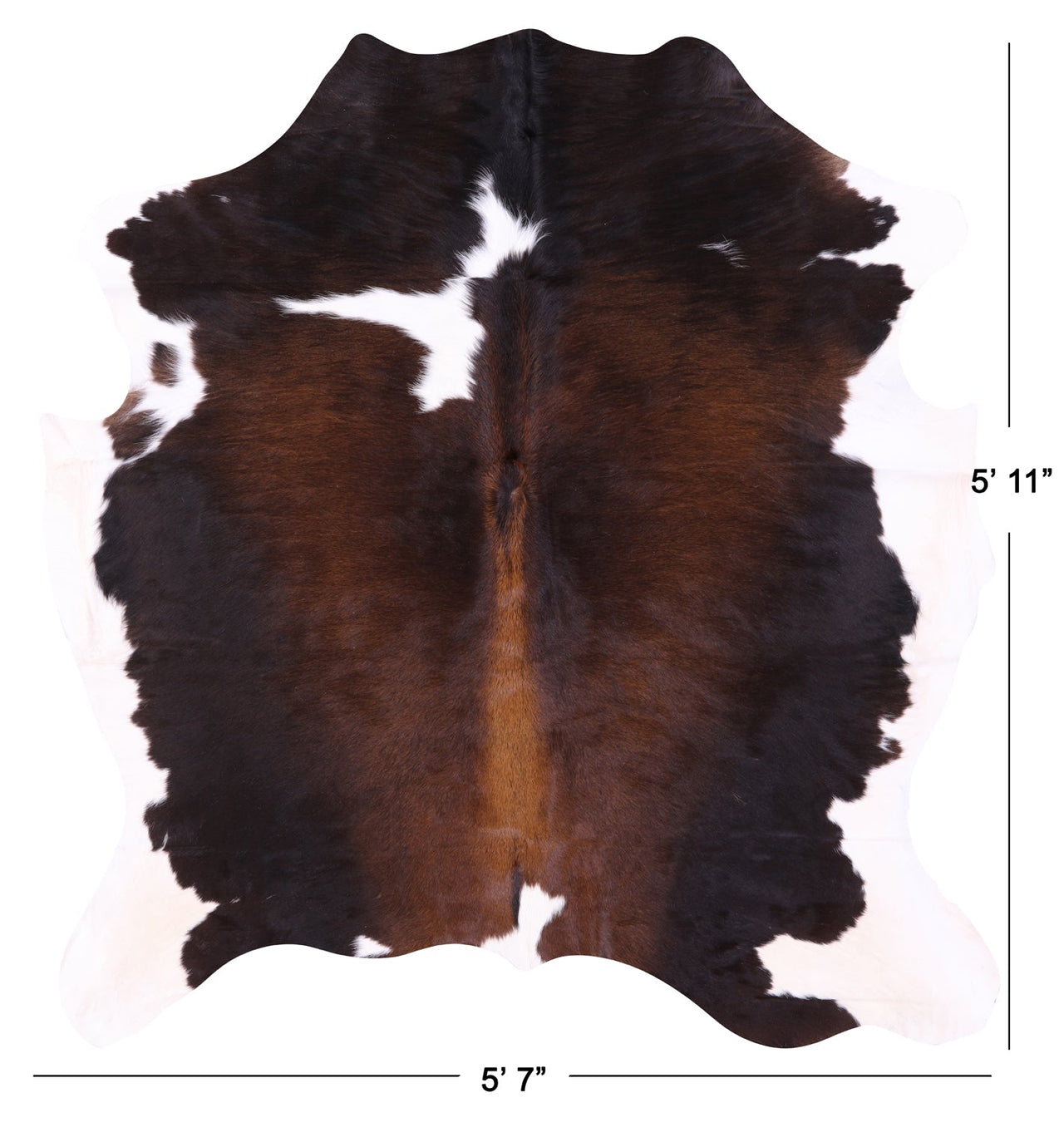 Tricolor Natural Cowhide Rug - Medium 5'11"H x 5'7"W