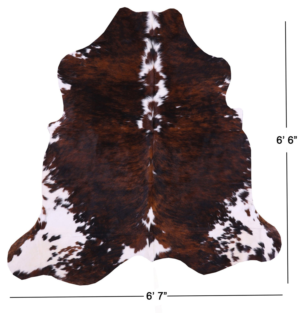 Tricolor Natural Cowhide Rug - Medium 6'6"H x 6'7"W