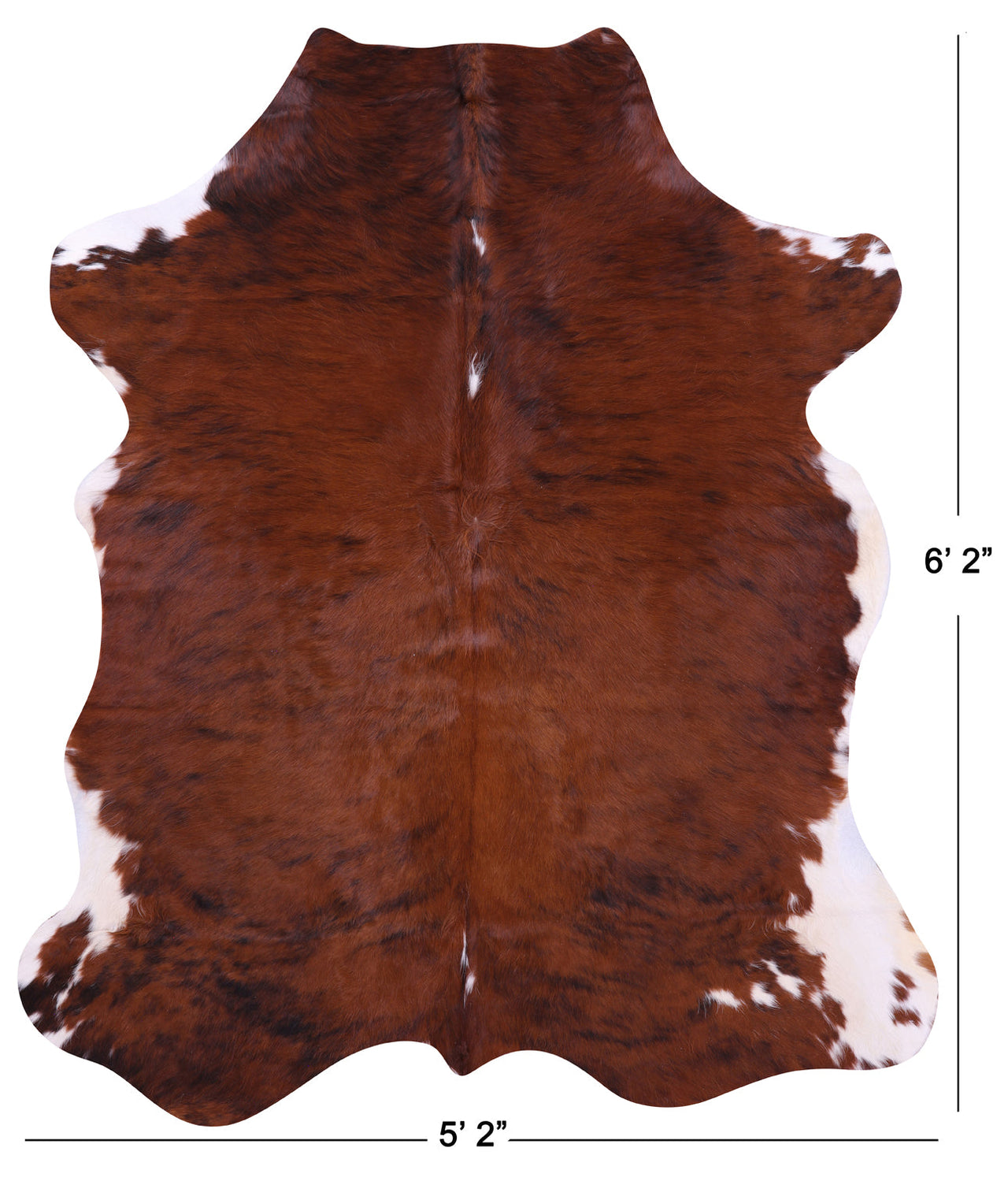 Brown & White Natural Cowhide Rug - Medium 6'2"H x 5'2"W