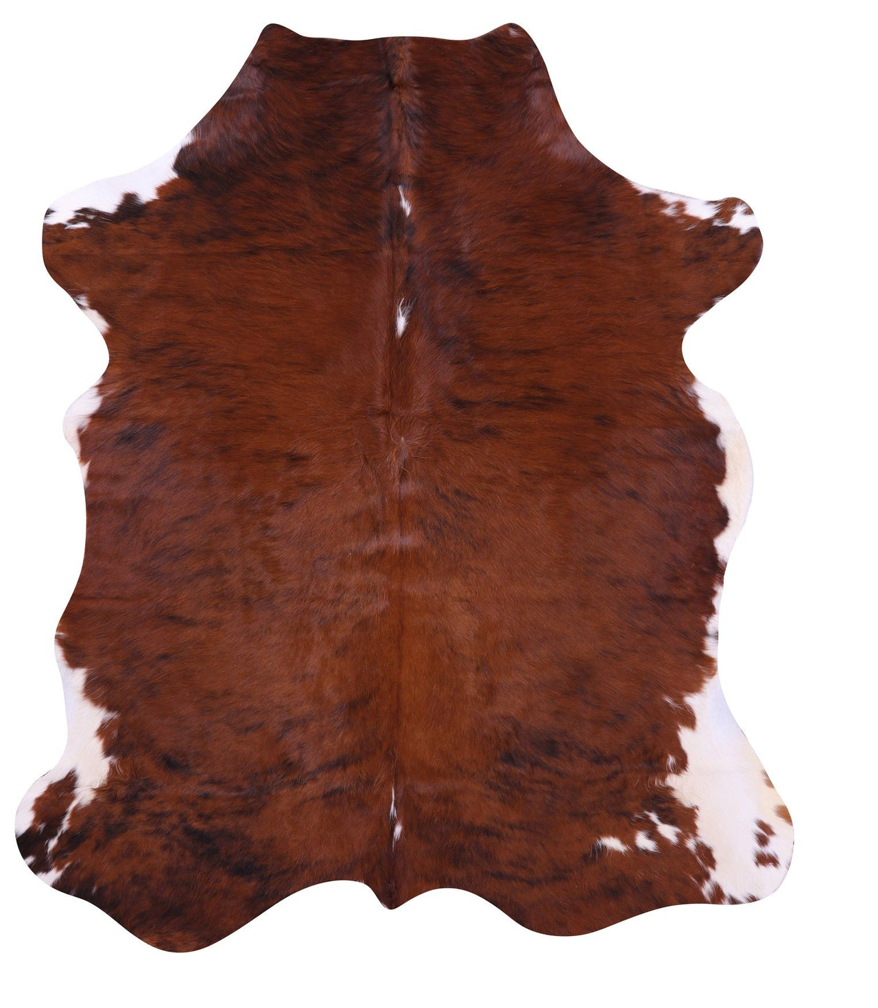 Brown & White Natural Cowhide Rug - Medium 6'2"H x 5'2"W