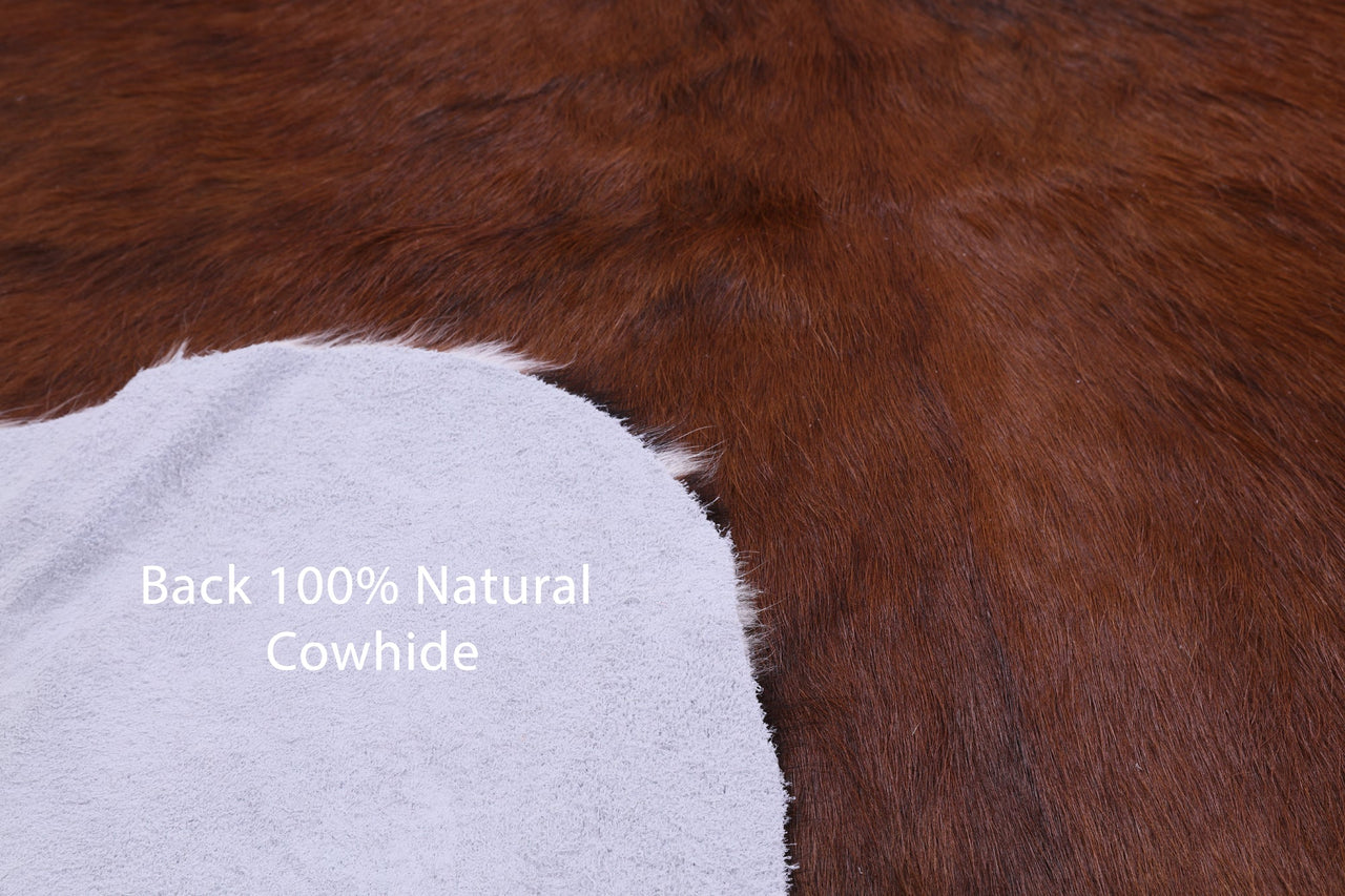 Brown & White Natural Cowhide Rug - Medium 6'2"H x 5'2"W