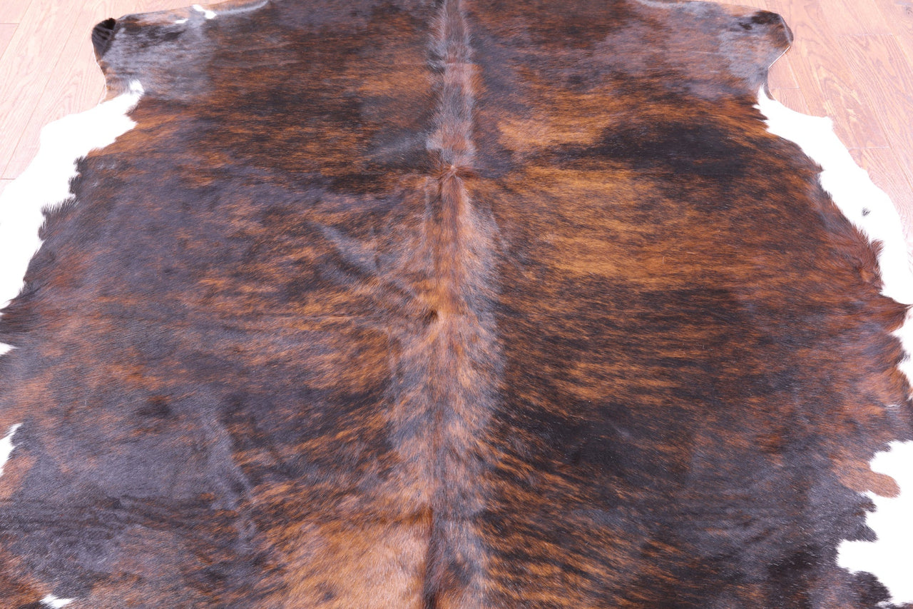 Brindle Brown Natural Cowhide Rug - Medium 5'10"H x 6'6"W