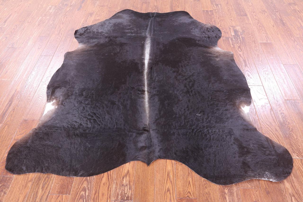 Black Natural Cowhide Rug - Medium 6'8"H x 6'2"W