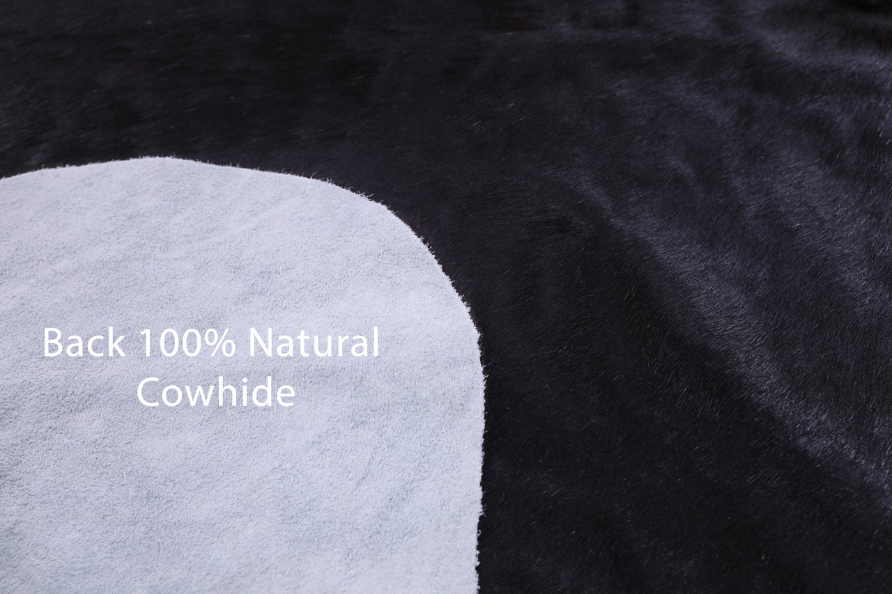 Black Natural Cowhide Rug - Medium 6'8"H x 6'2"W