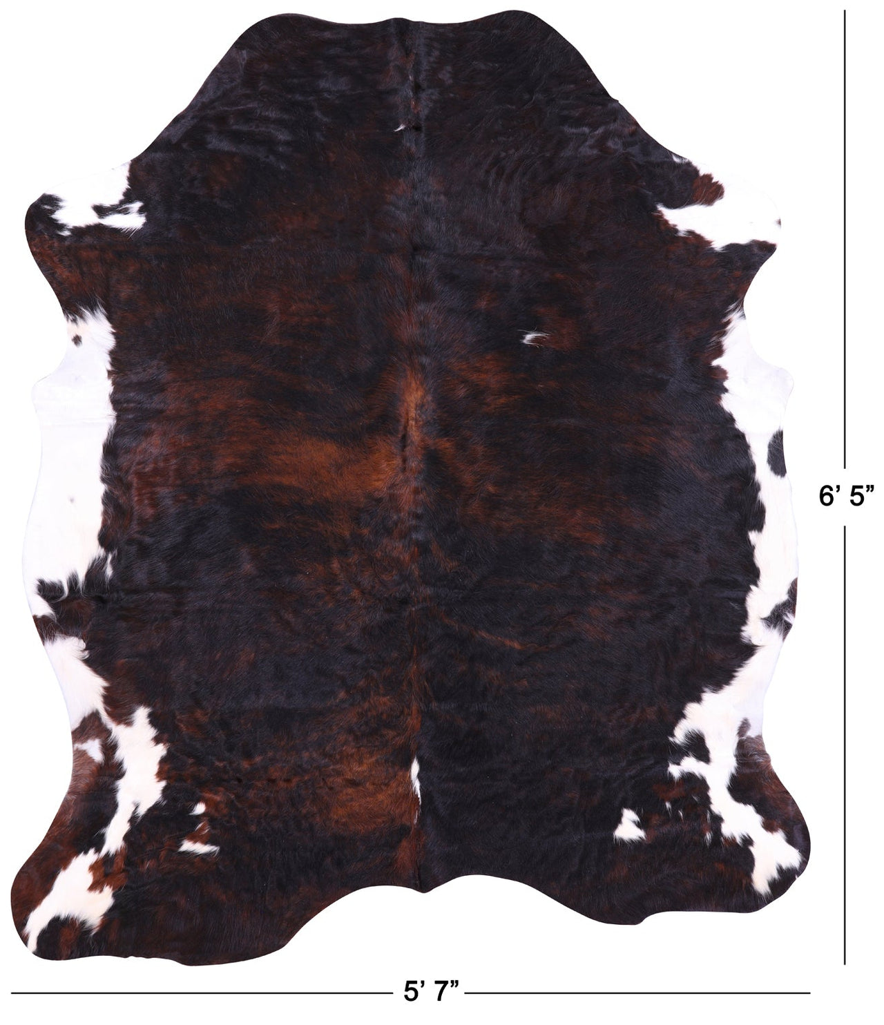 Tricolor Natural Cowhide Rug - Medium 6'5"H x 5'7"W