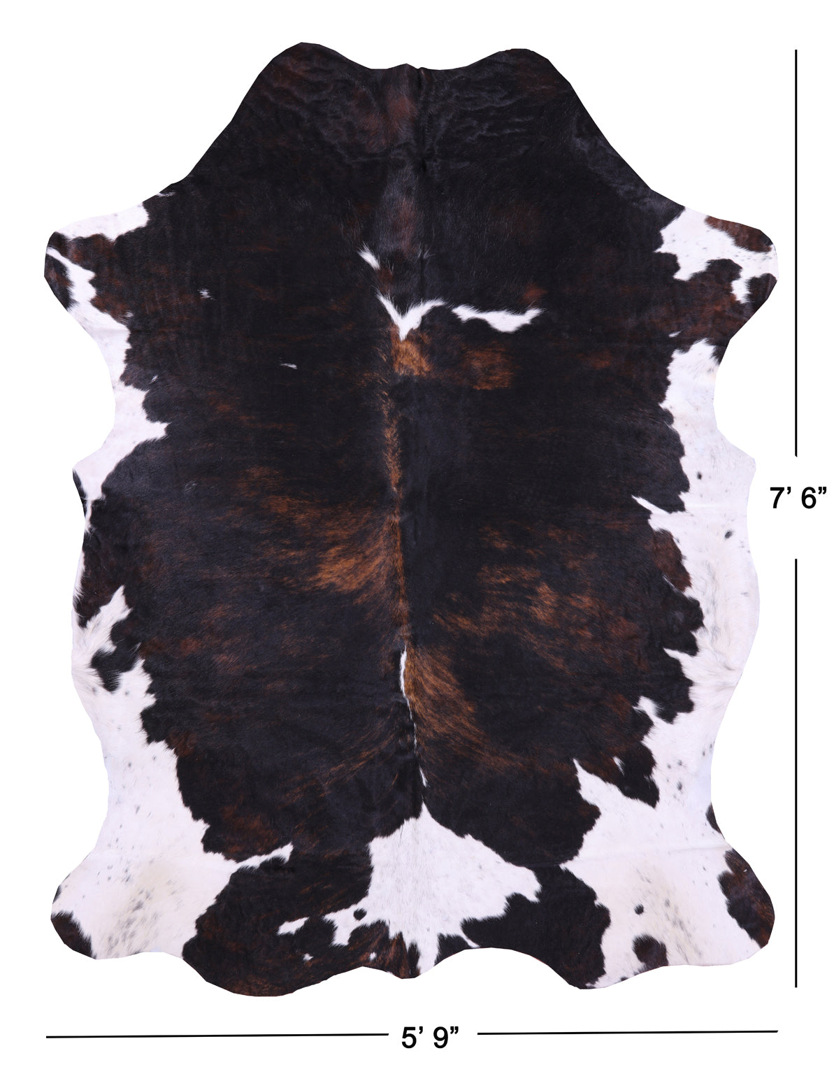 Tricolor Natural Cowhide Rug - XLarge 7'6"H x 5'9"W