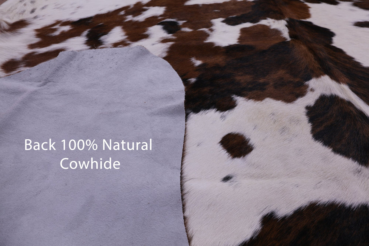 Brown & White Natural Cowhide Rug - Large 7'1"H x 6'7"W