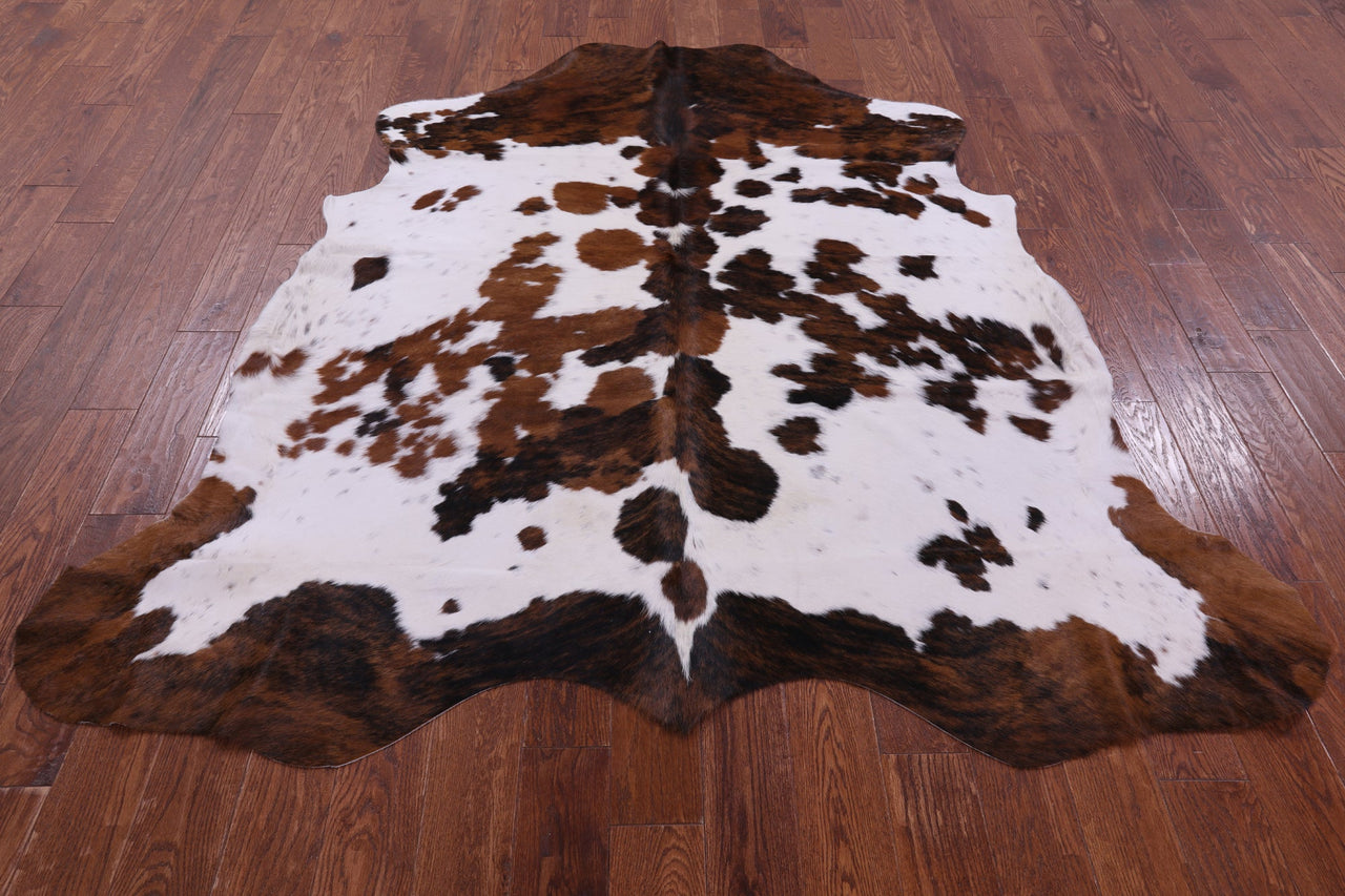 Brown & White Natural Cowhide Rug - Large 7'1"H x 6'7"W