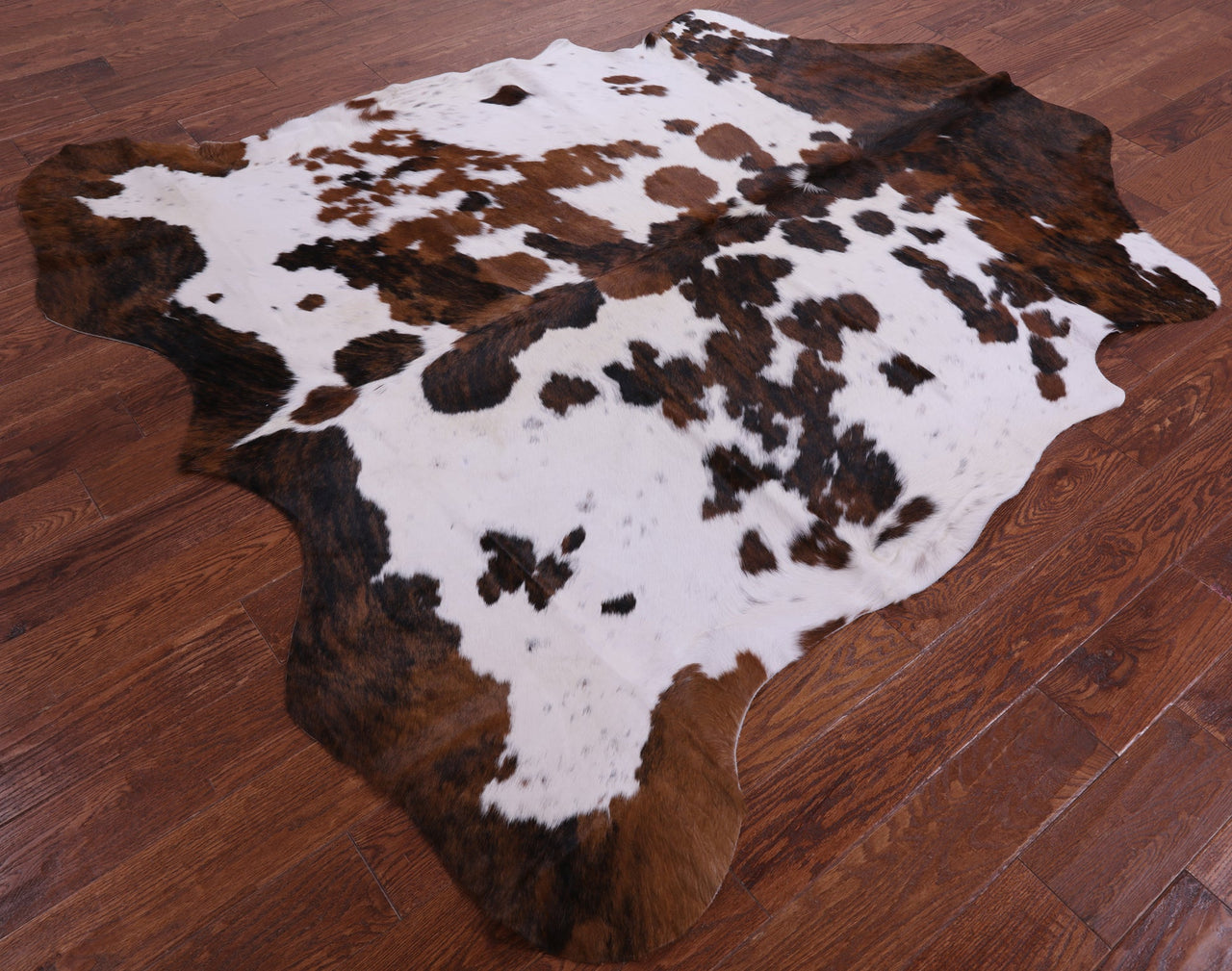 Brown & White Natural Cowhide Rug - Large 7'1"H x 6'7"W