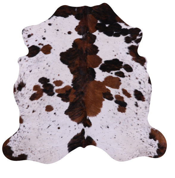 Brown & White Natural Cowhide Rug - Small 5'9"H x 5'11"W