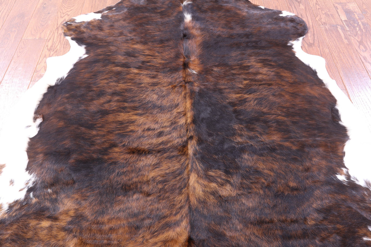 Brindle Tricolor Natural Cowhide Rug - Small 5'8"H x 5'9"W