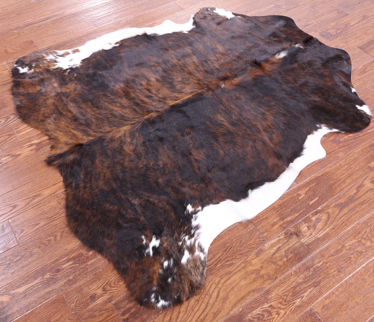 Brindle Tricolor Natural Cowhide Rug - Small 5'8"H x 5'9"W