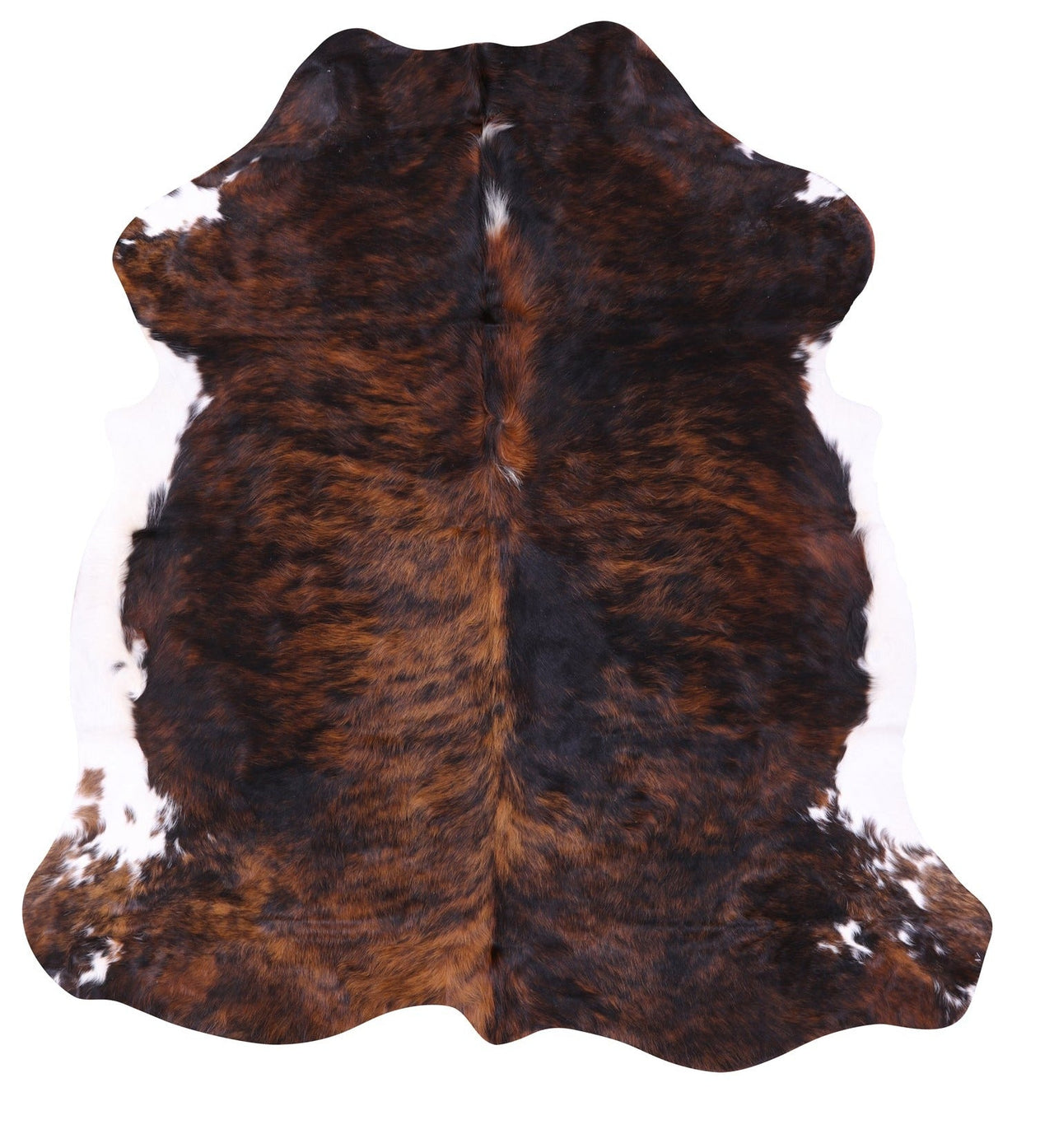 Brindle Tricolor Natural Cowhide Rug - Small 5'8"H x 5'9"W