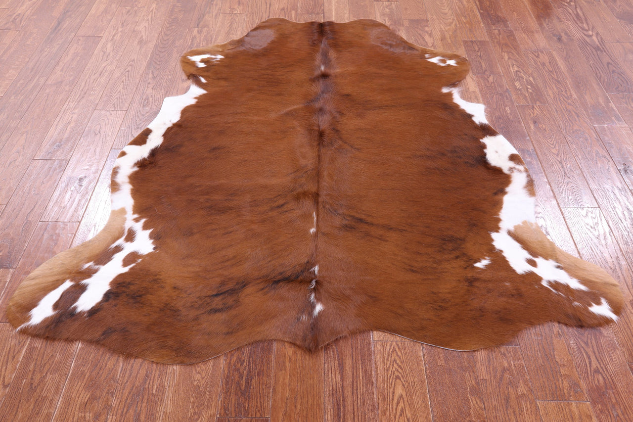 Brown & White Natural Cowhide Rug - Small 6'1"H x 5'7"W