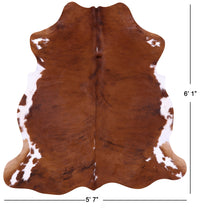 Thumbnail for Brown & White Natural Cowhide Rug - Small 6'1