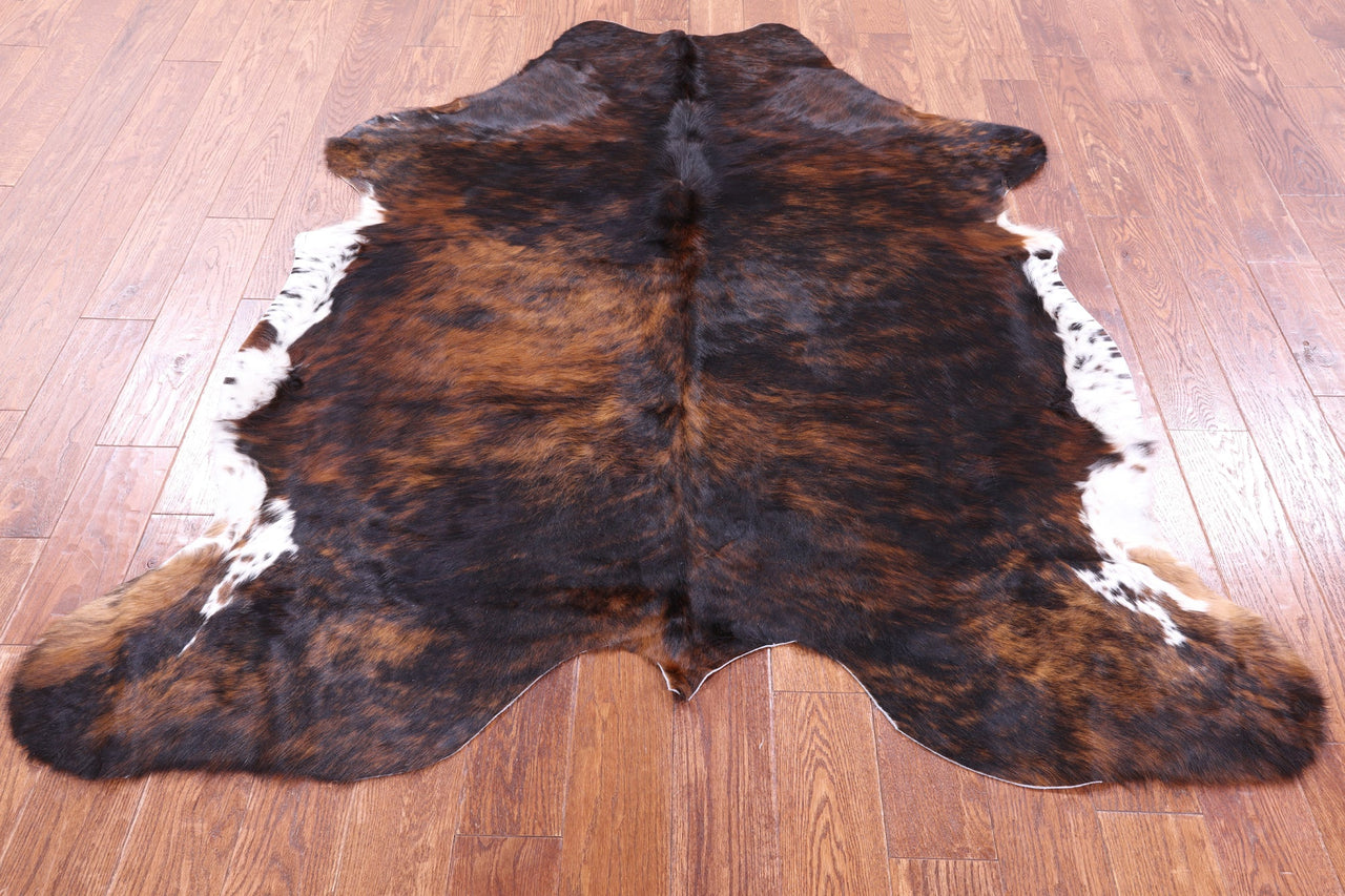 Brindle Tricolor Natural Cowhide Rug - Small 6'0"H x 5'7"W