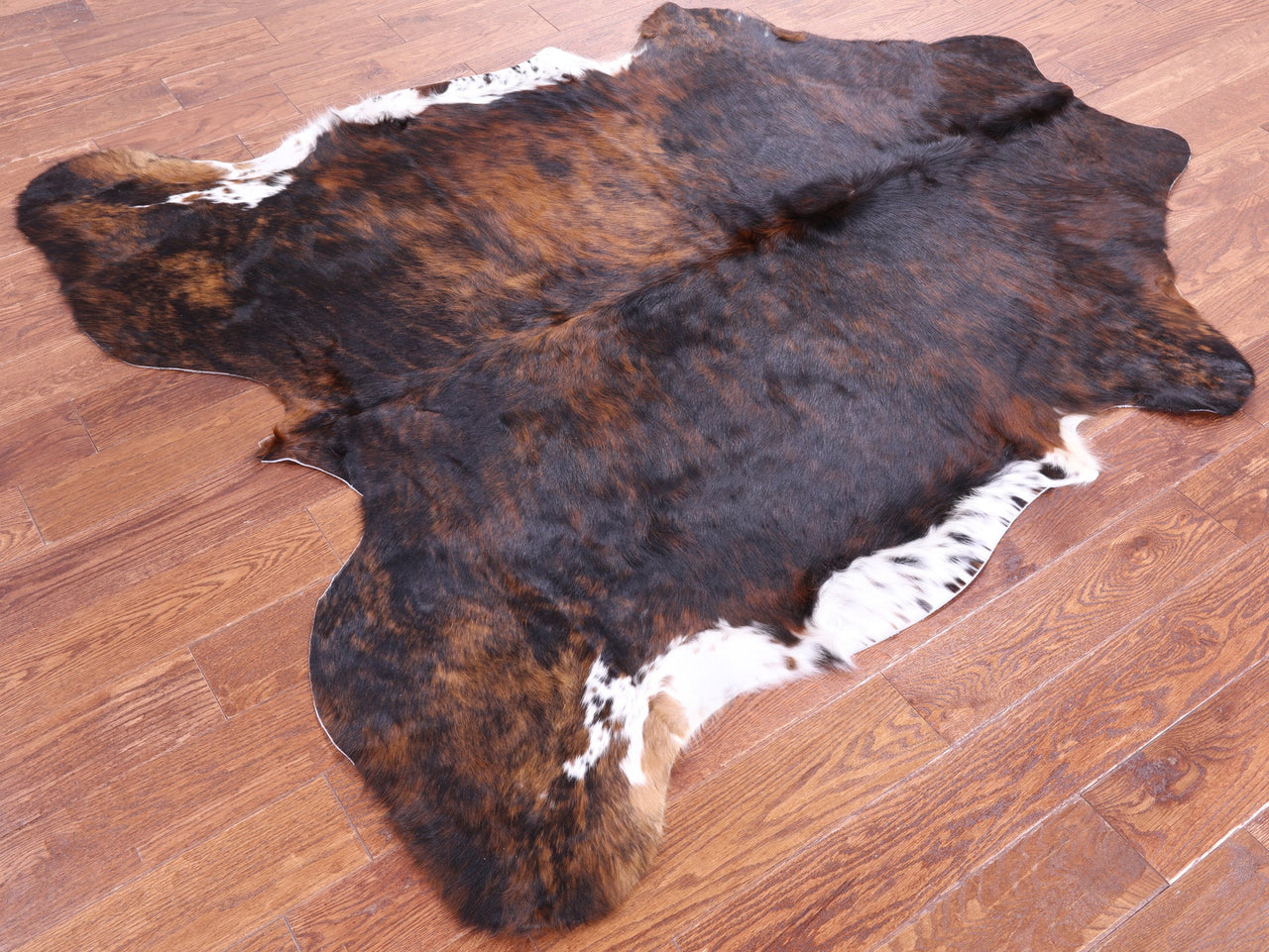 Brindle Tricolor Natural Cowhide Rug - Small 6'0"H x 5'7"W