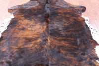 Thumbnail for Brindle Tricolor Natural Cowhide Rug - Small 6'0