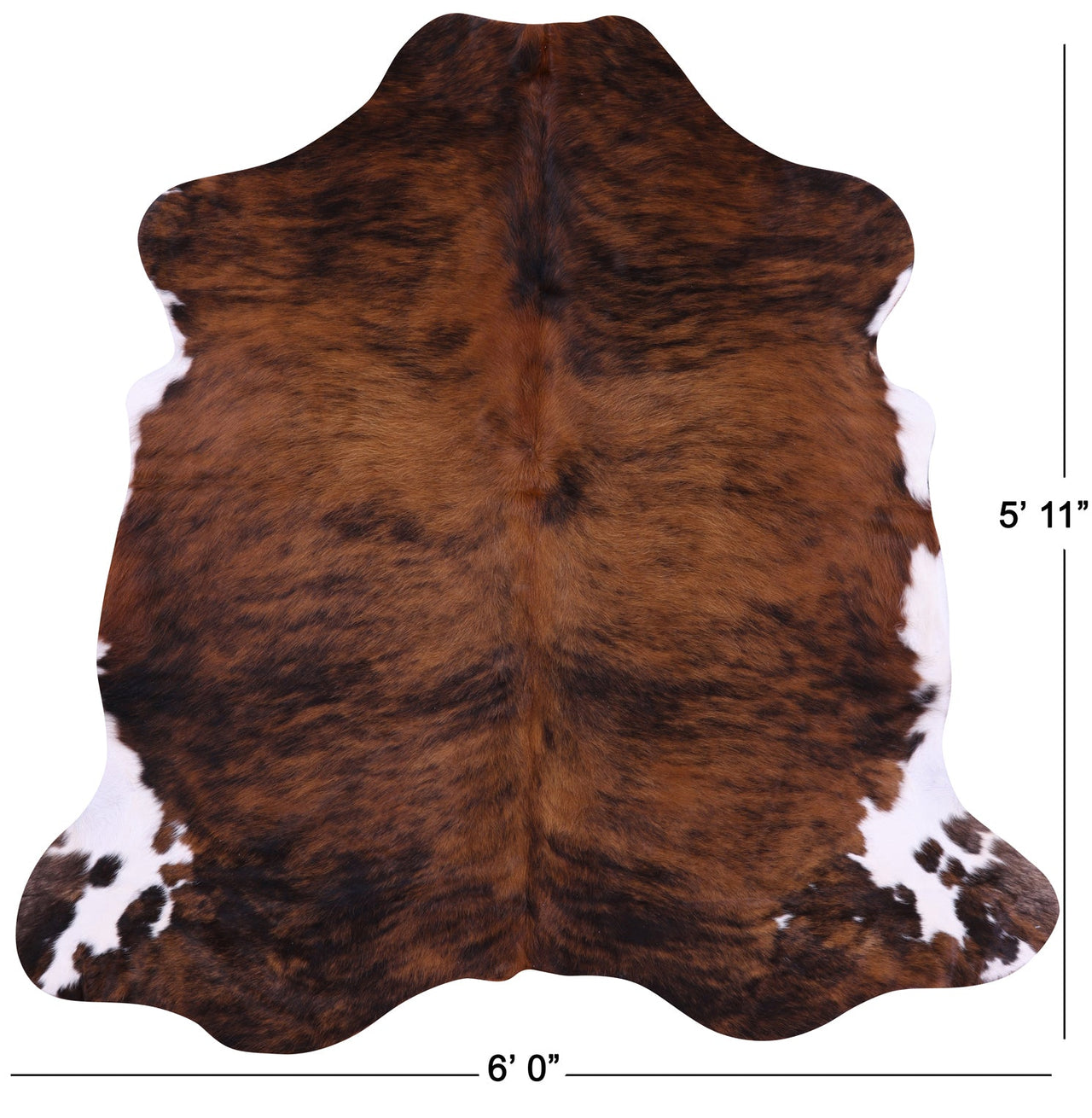 Brindle Brown Natural Cowhide Rug - Medium 5'11"H x 6'0"W