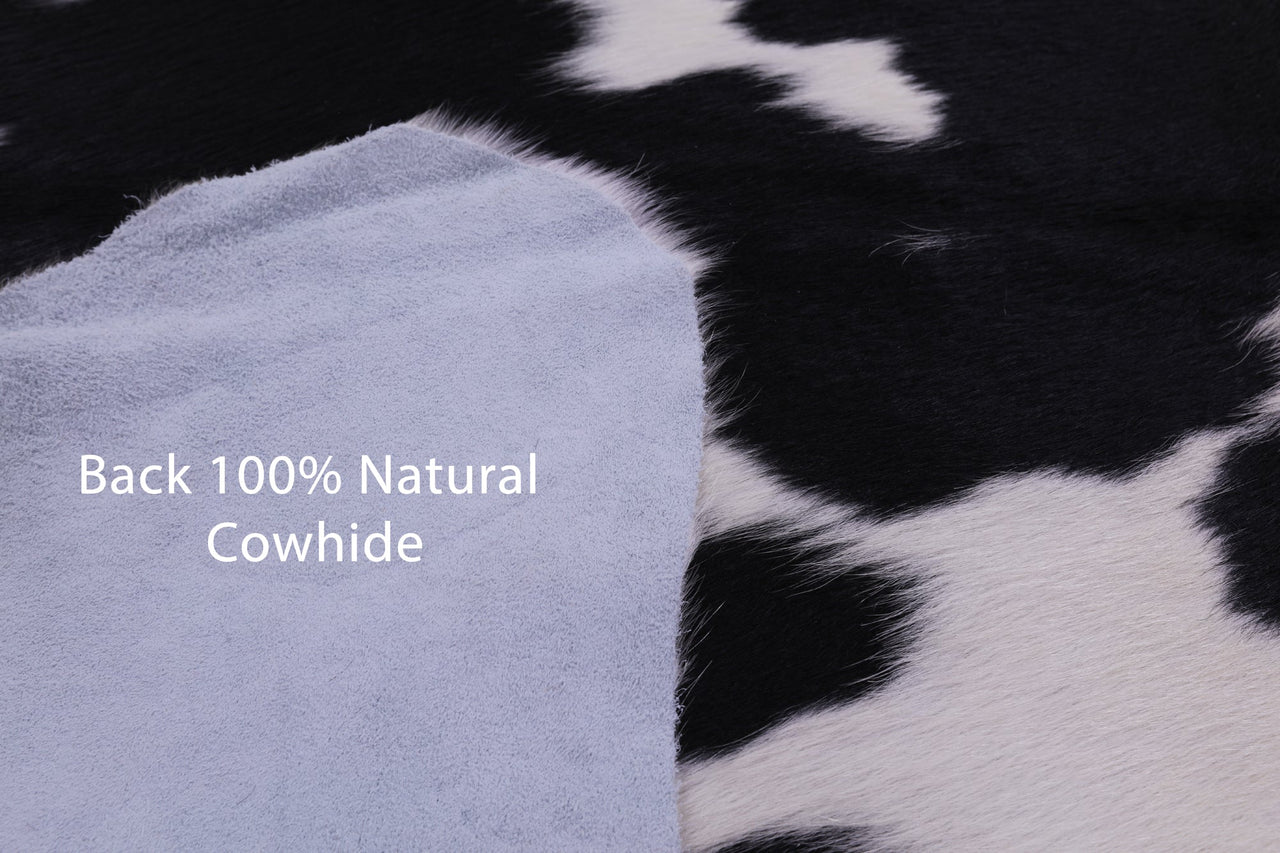 Black & White Natural Cowhide Rug - Small 5'10"H x 5'5"W