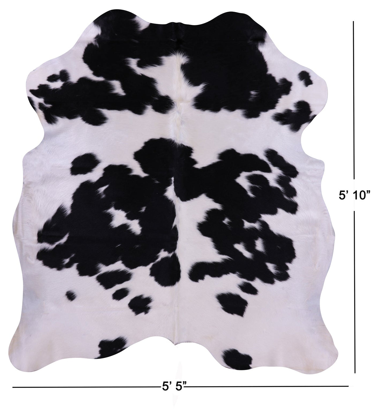 Black & White Natural Cowhide Rug - Small 5'10"H x 5'5"W