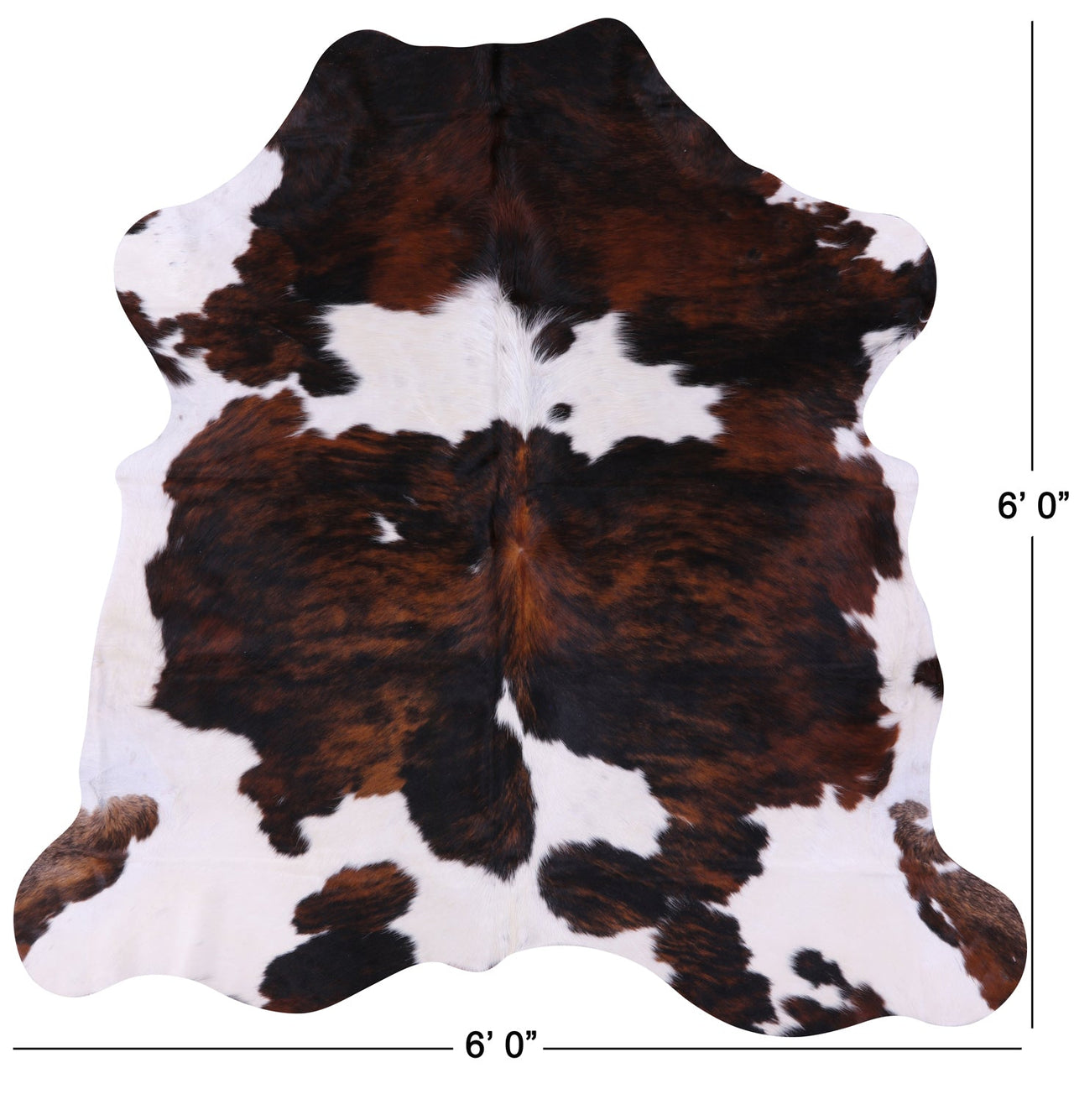 Tricolor Natural Cowhide Rug - Small 6'0"H x 6'0"W