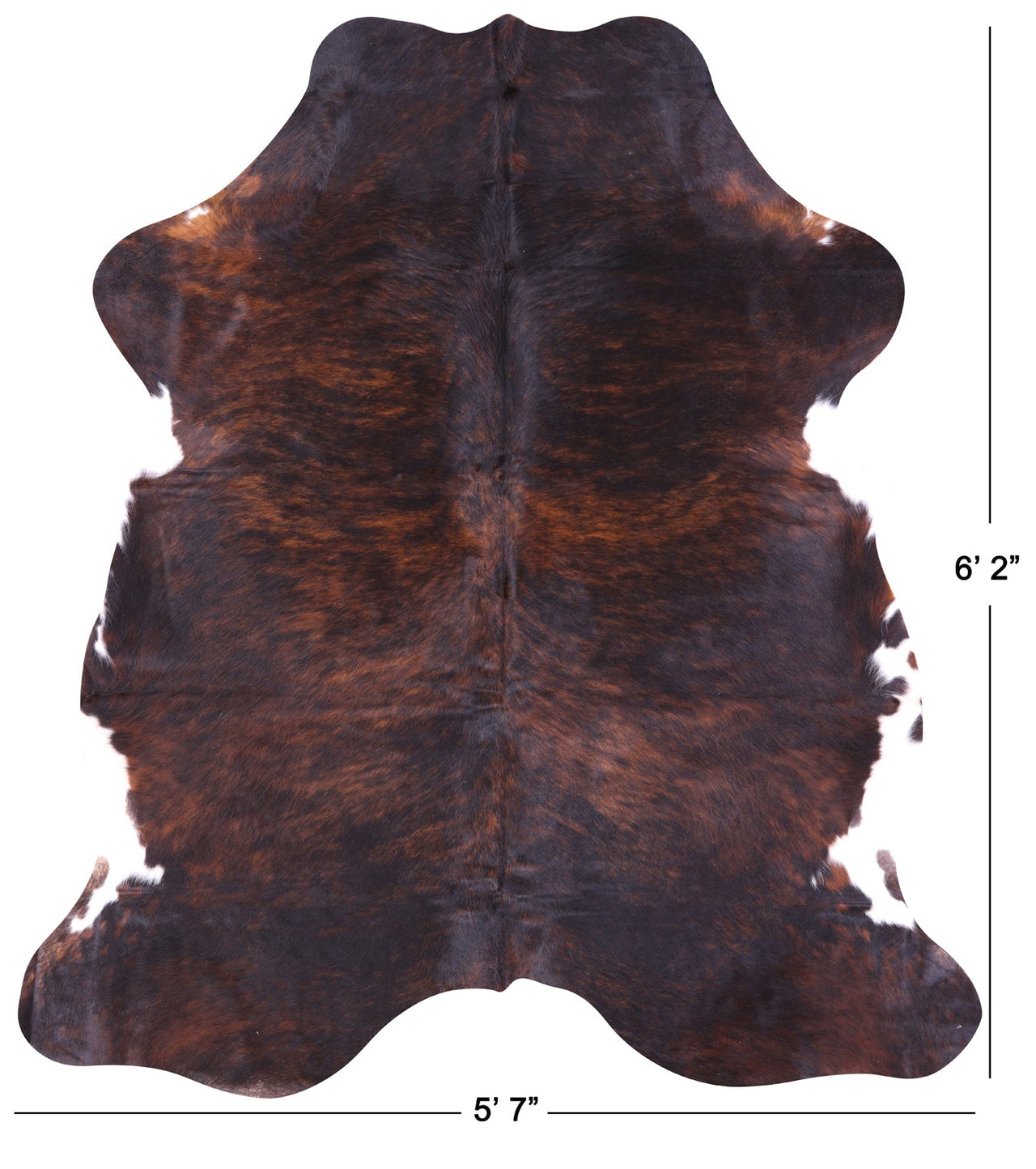 Brindle Brown Natural Cowhide Rug - Small 6'2"H x 5'7"W