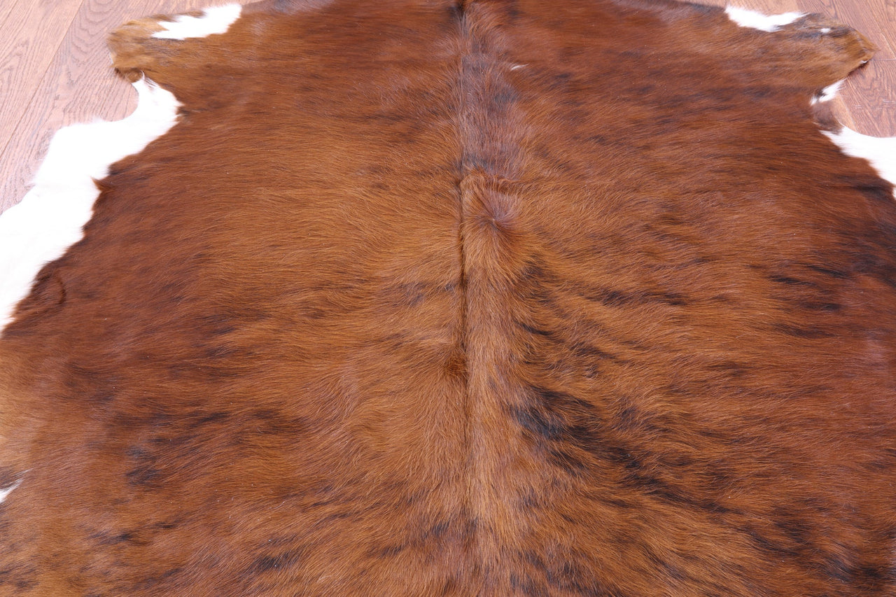 Brown & White Natural Cowhide Rug - Medium 6'0"H x 5'10"W