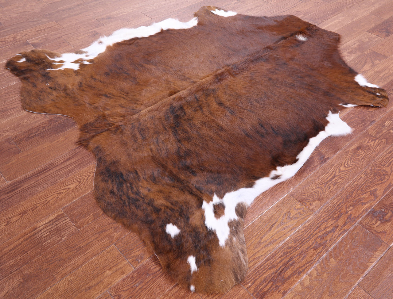 Brown & White Natural Cowhide Rug - Small 6'0"H x 5'10"W