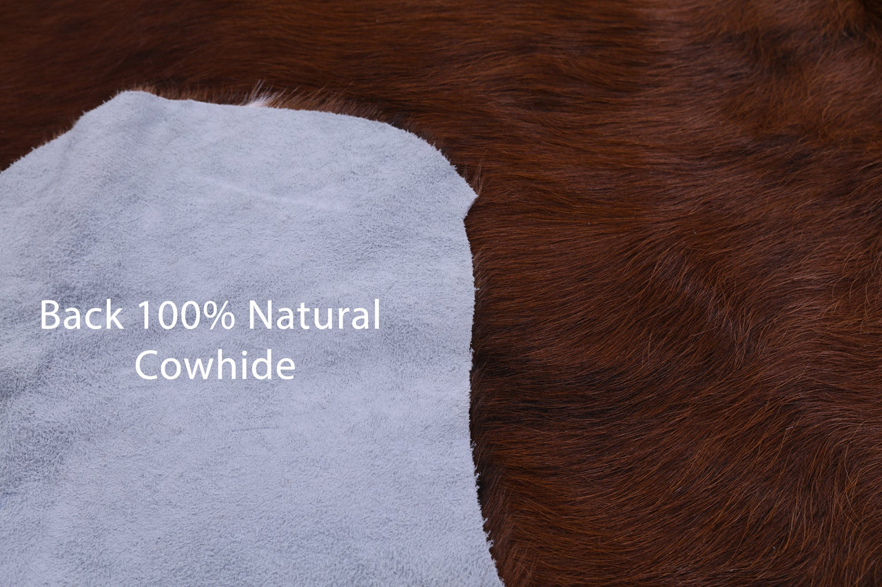 Brown & White Natural Cowhide Rug - Medium 6'0"H x 5'10"W