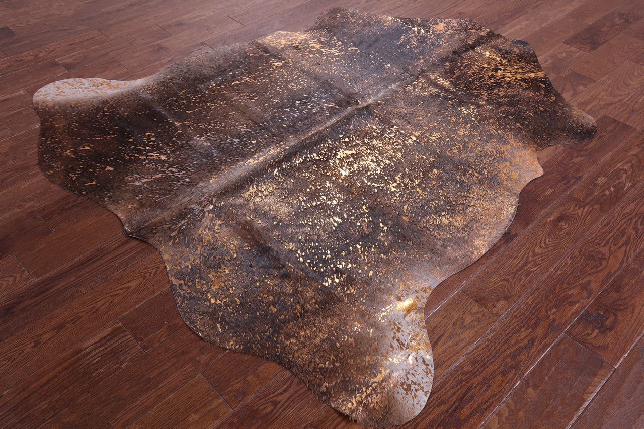 Metallic Natural Cowhide Rug - Medium 6'2"H x 5'10"W