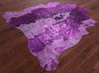 Thumbnail for Metallic Natural Cowhide Rug - Medium 6'0