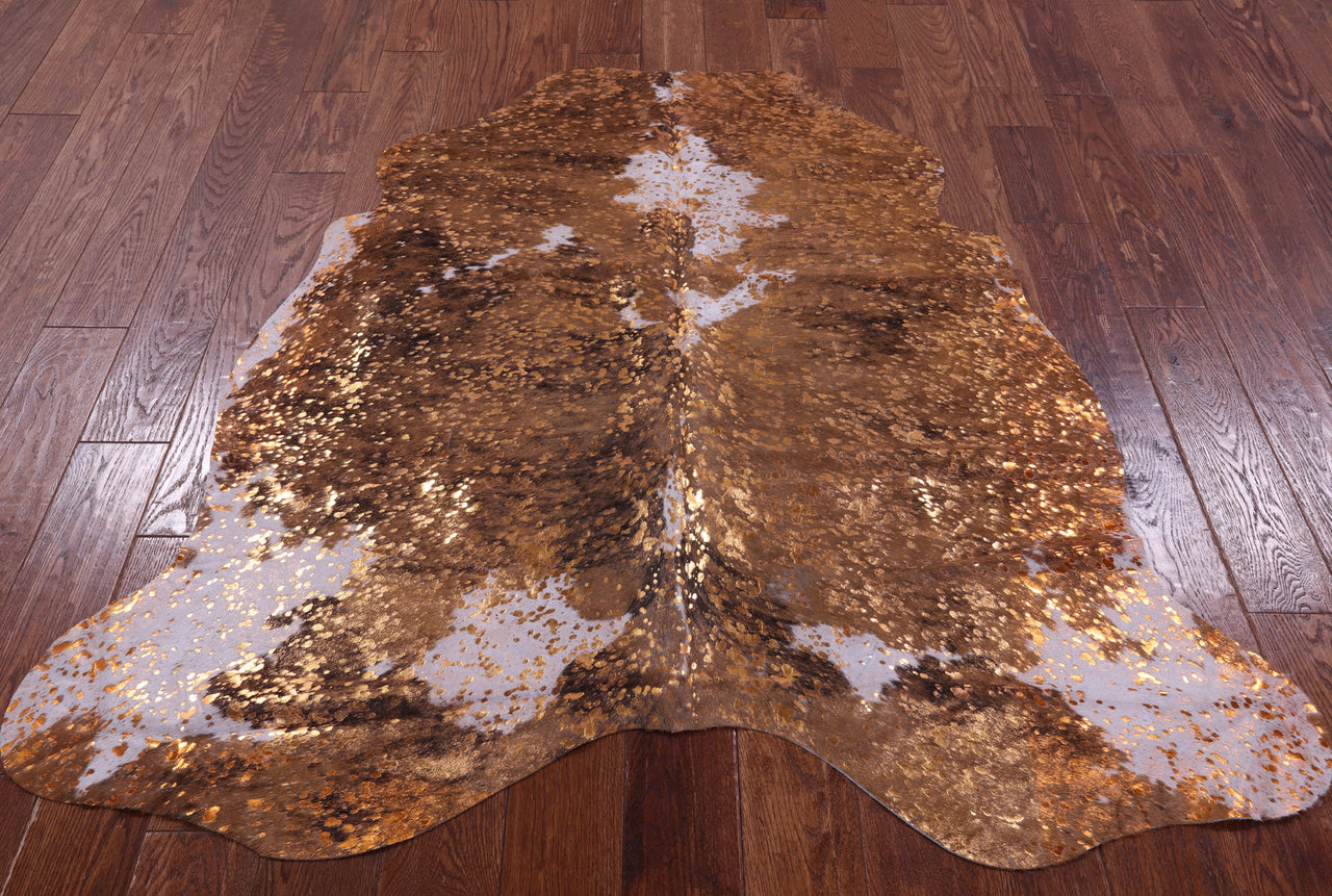 Metallic Natural Cowhide Rug - Small 5'0"H x 5'0"W