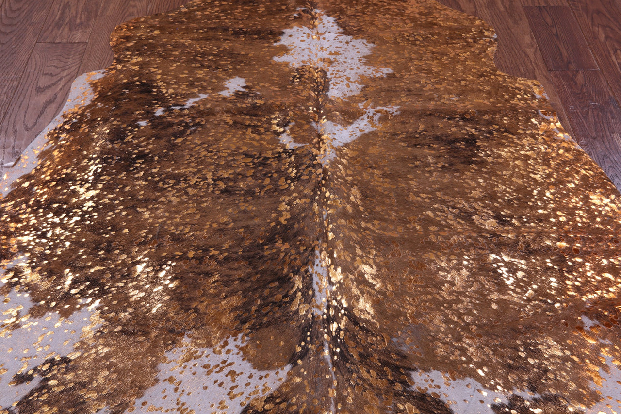 Metallic Natural Cowhide Rug - Small 5'0"H x 5'0"W