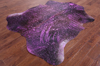 Thumbnail for Metallic Natural Cowhide Rug - Large 6'6