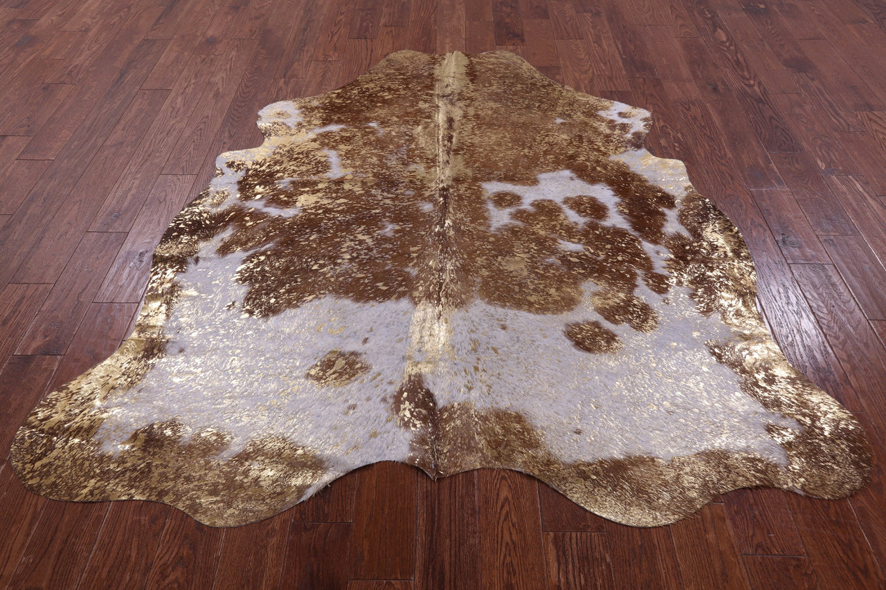 Metallic Natural Cowhide Rug - Large 6'9"H x 6'4"W