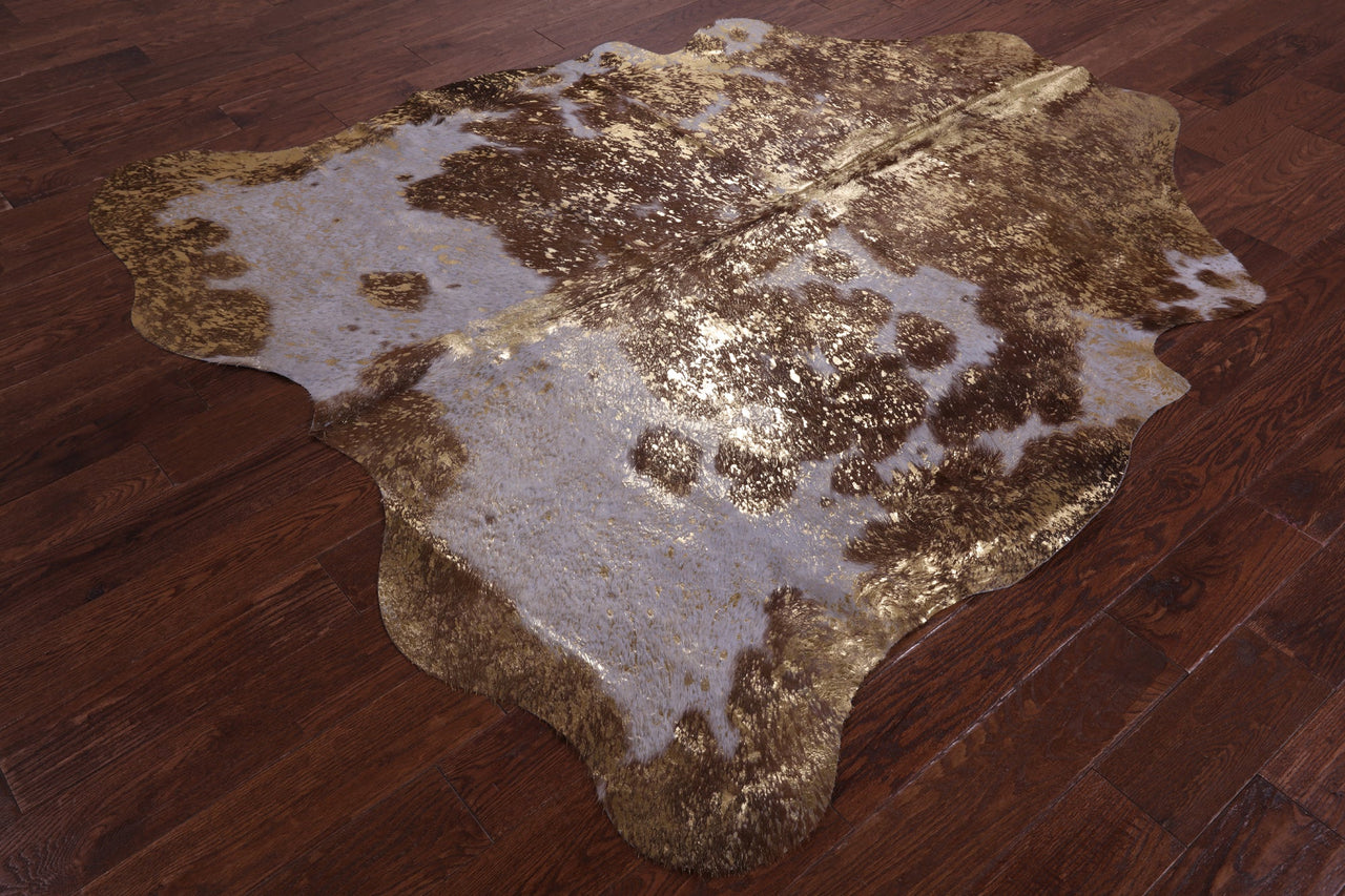 Metallic Natural Cowhide Rug - Large 6'9"H x 6'4"W